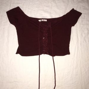 Off the shoulder Marron crop top